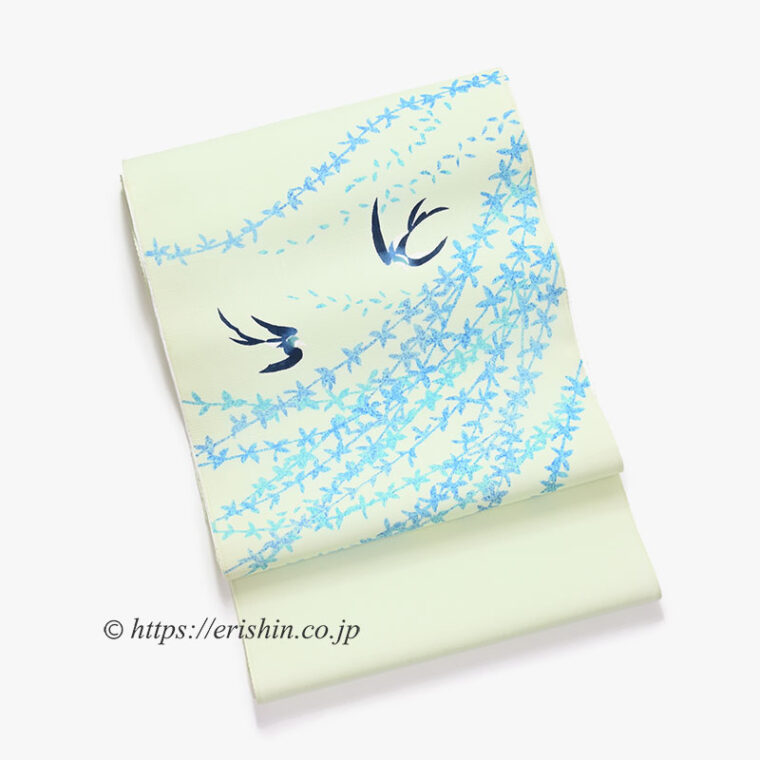 【夏・単衣】大村幸太郎　染名古屋帯（柳に燕/紗紬）