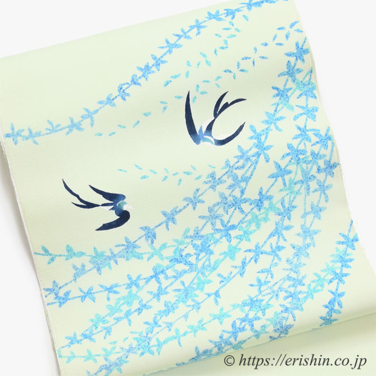 【夏・単衣】大村幸太郎　染名古屋帯（柳に燕/紗紬）