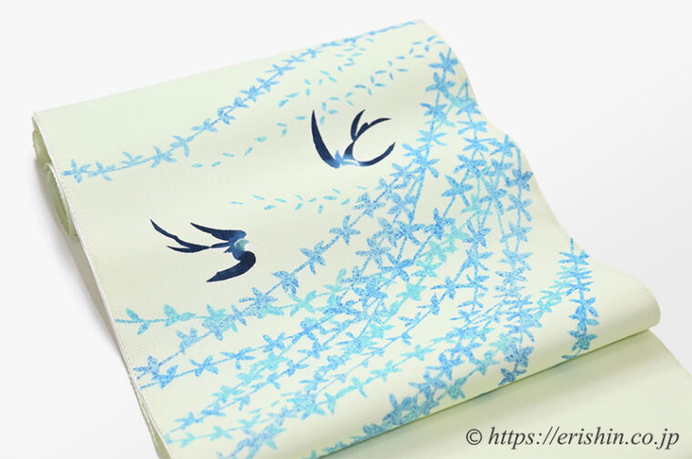 【夏・単衣】大村幸太郎　染名古屋帯（柳に燕/紗紬）