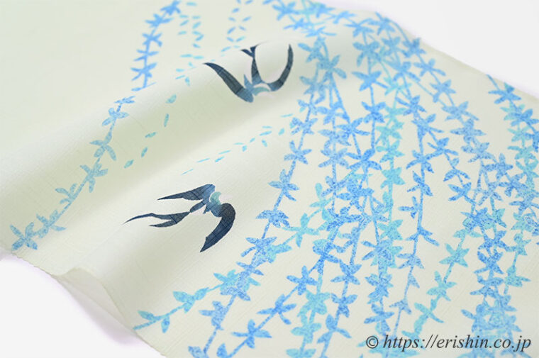 【夏・単衣】大村幸太郎　染名古屋帯（柳に燕/紗紬）