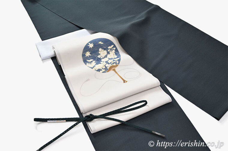 「勝山さと子　点描菱格子（黒緑）」のコーディネート例