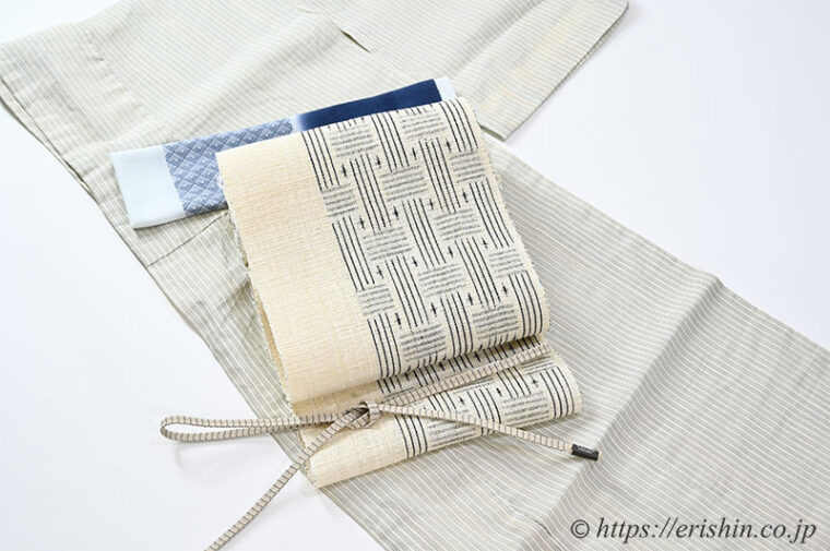 「小河正義　越後上布　八寸織名古屋帯」のコーディネート例