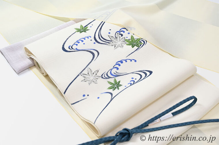 旬のお勧めコーディネート「明石縮に青楓の絽染帯」