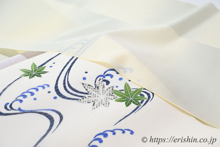 旬のお勧めコーディネート「明石縮に青楓の絽染帯」
