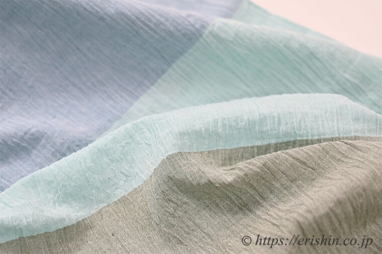 えり新オリジナル限定カラー おでかけ縮木綿（２．浅縹色×水浅葱×麹塵色）