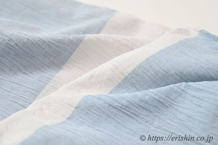 えり新オリジナル限定カラー おでかけ縮木綿（１．空色鼠×淡白鼠×秘色色）