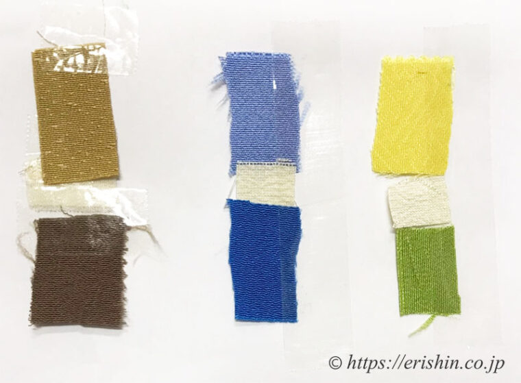 えり新オリジナル綿麻縮熨斗目着物「おでかけ木綿」の色選び