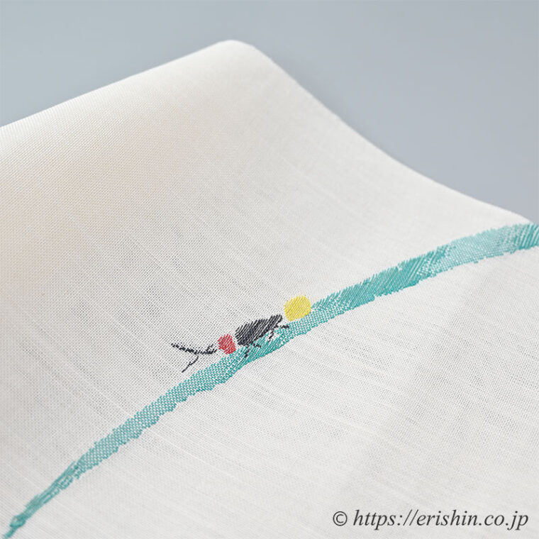 八寸織名古屋帯（蛍・白地/麻）[夏・単衣向]