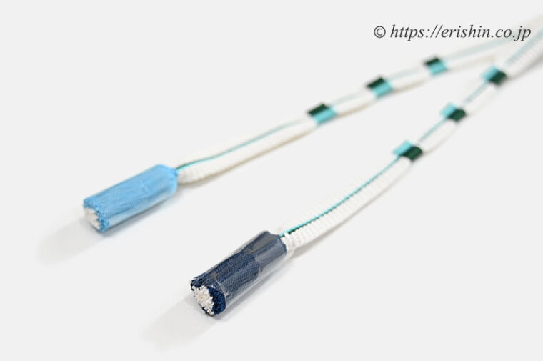 帯締め 綾竹遠州組（白×水縹×深緑）