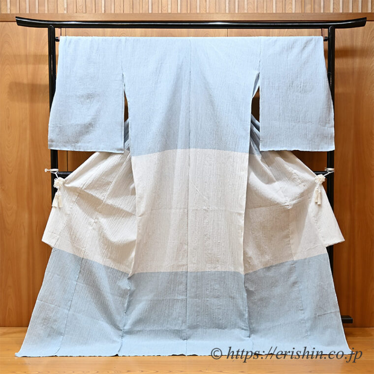 おでかけ縮木綿（熨斗目/空色鼠×淡白鼠×秘色色）【えり新オリジナル限定カラー】