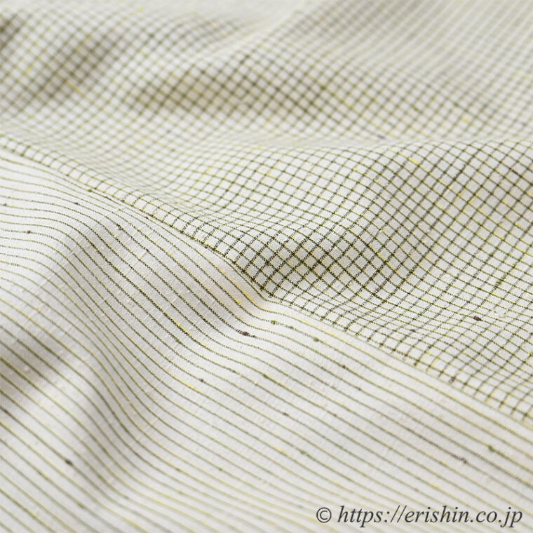 士乎路紬（片身替わり/格子と縞） きものSalon2022年秋冬号 上戸彩さんご着装分