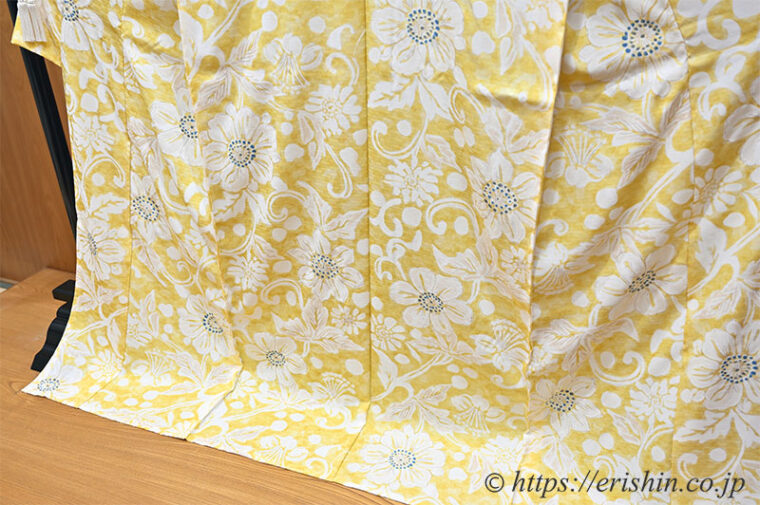 摺り友禅小紋（大洋花文/淡黄色） 野口　「きものSalon2022-2023秋冬号」浅田真央さんご着装