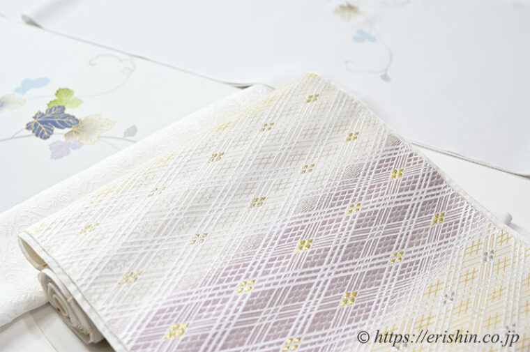 旬のお勧めコーディネート「葡萄唐草の付下に美術工芸啓さんの織名古屋帯で　フォーマルシーンへ」