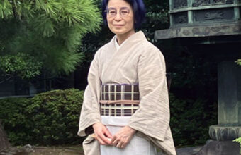 おでかけ縮木綿（熨斗目/亜麻色×生成×茶鼠色） H様