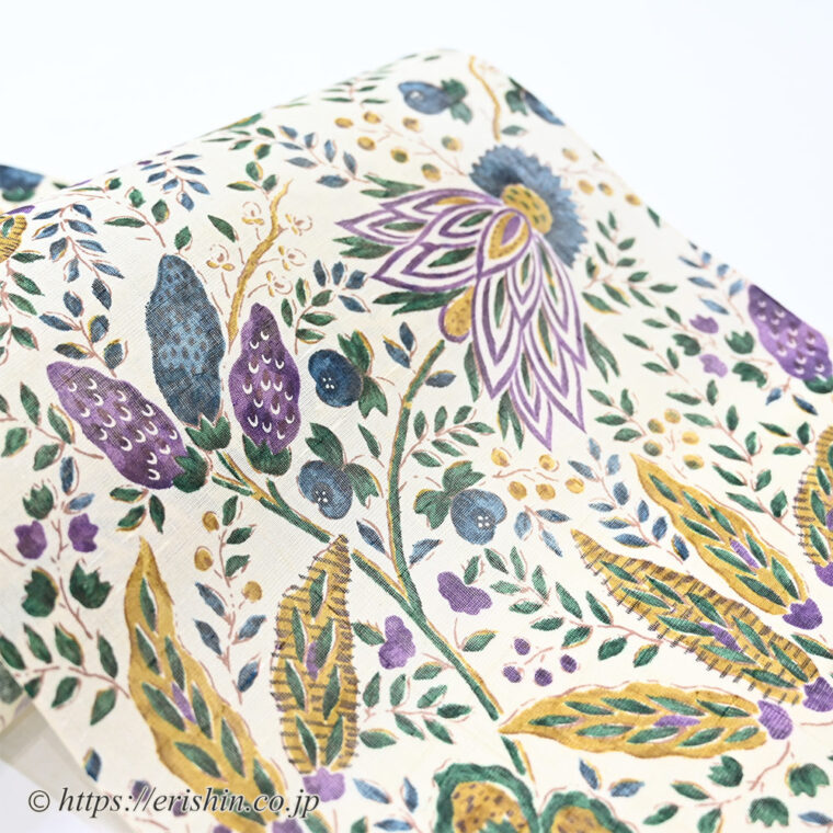 オランダ更紗 染名古屋帯（多ち花/摺型友禅）