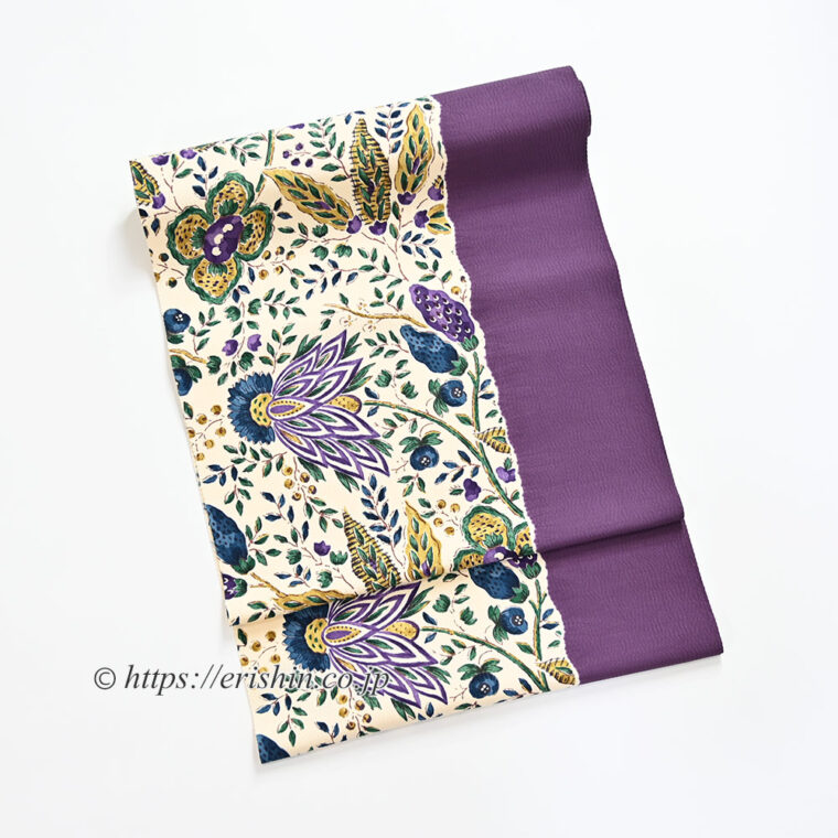 オランダ更紗 染名古屋帯（多ち花/摺型友禅）