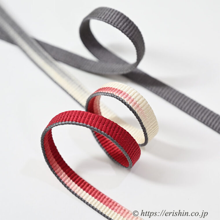 帯締め 綾竹組（三色暈かし/紅海老茶×鈍色×白）　
