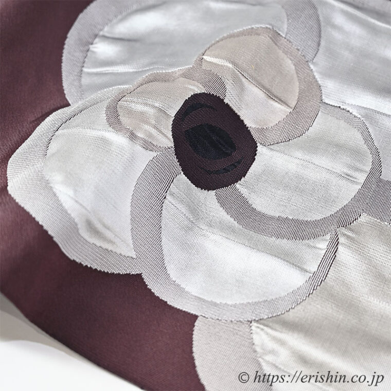 洛風林　九寸織名古帯（貝花文/焦茶色）