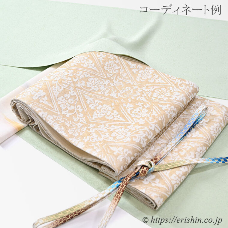 「誉田屋源兵衛　袋帯（御舞蘭/平安菱花裂）」のコーディネート例