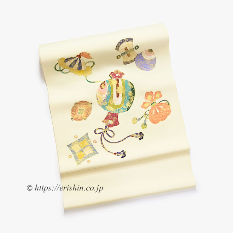 野口　染名古屋帯（宝尽くし・摺箔/塩瀬）