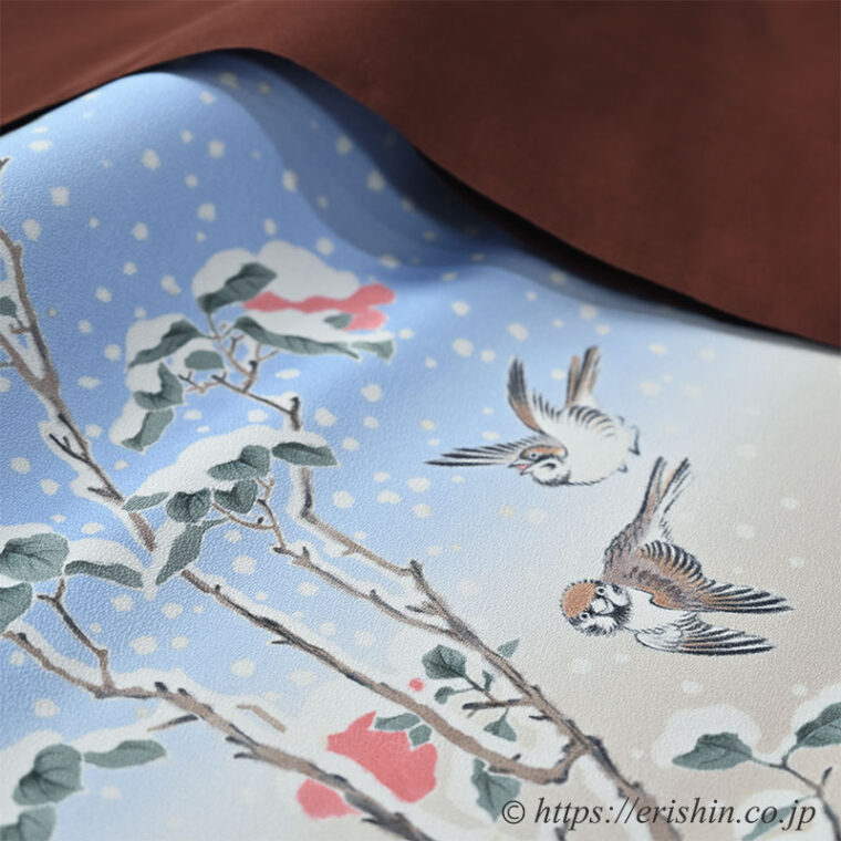 旬のお勧めコーディネート「芝崎圭一 栗皮茶色の座繰紬無地に えり新オリジナル染帯で冬の装い」