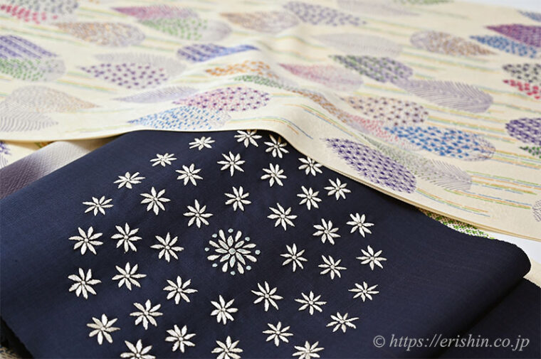 旬のお勧めコーディネート「小紋と夢訪庵 九寸織名古屋帯（星の花）」