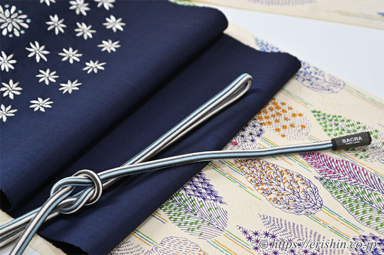 旬のお勧めコーディネート「小紋と夢訪庵 九寸織名古屋帯（星の花）」