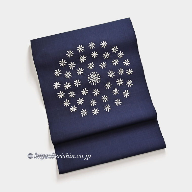 夢訪庵（桝蔵順彦）　九寸織名古屋帯（星の花/えり新オリジナルVer.）