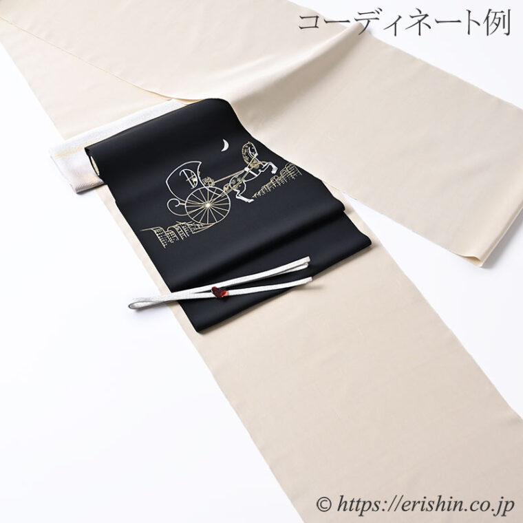 「芝崎圭一　座繰紬（無地/鳥の子色）」のコーディネート例