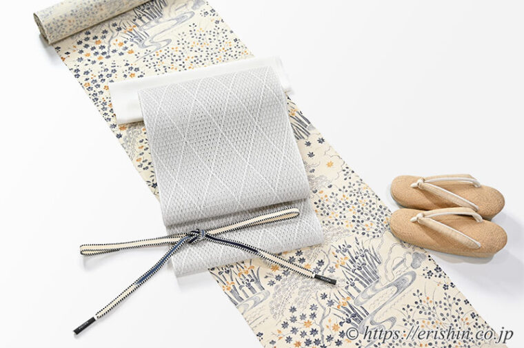 コーディネート「茶屋辻小袖の夏付下小紋に北村武資 上品羅を」