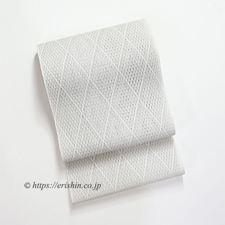 【夏】北村武資　羅八寸名古屋帯（上品羅/薄グレイ）