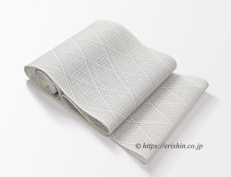 【夏】北村武資　羅八寸名古屋帯（上品羅/薄グレイ）