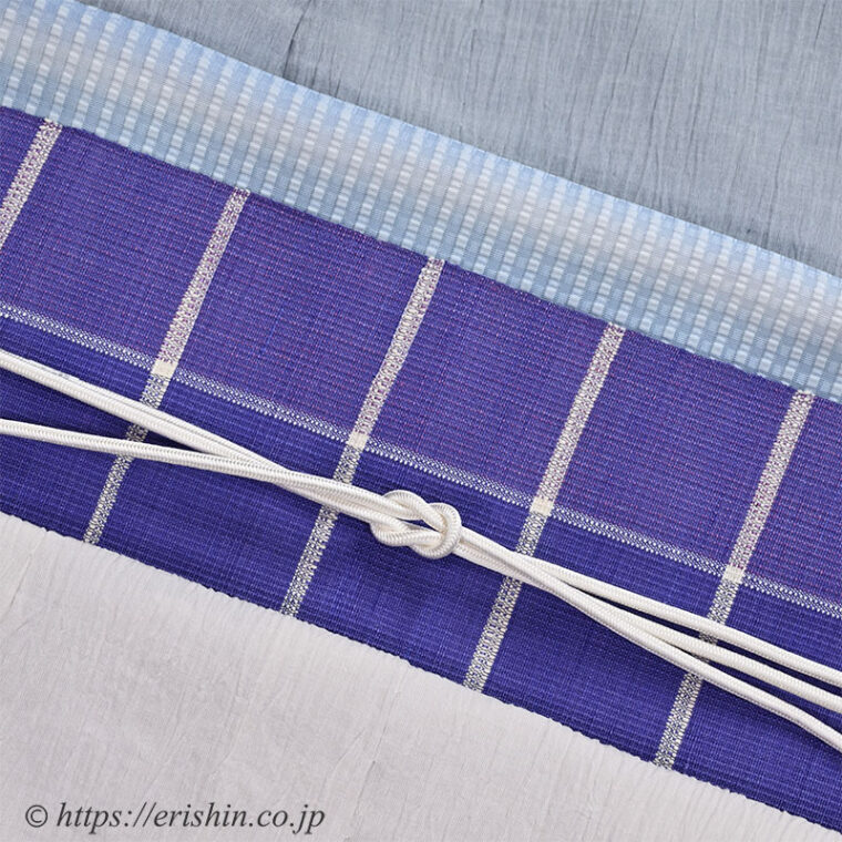 おでかけ縮木綿（空色鼠×淡白鼠×秘色色）のコーディネート　Part３