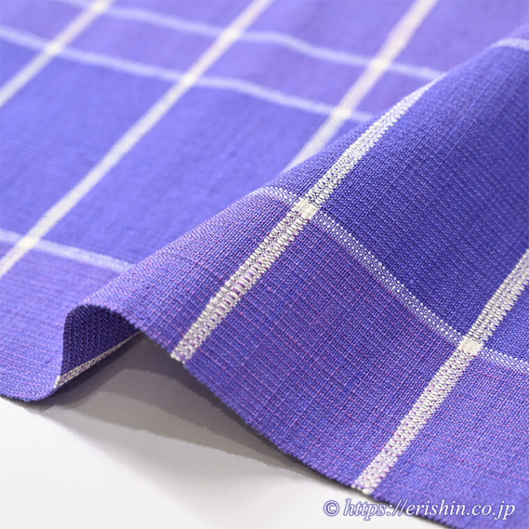 夢訪庵　八寸織名古屋帯（格子/菫色）