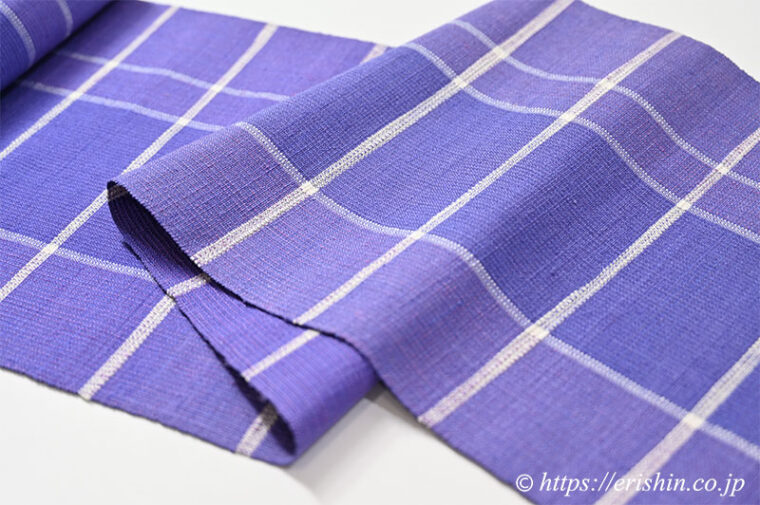 夢訪庵　八寸織名古屋帯（格子/菫色）