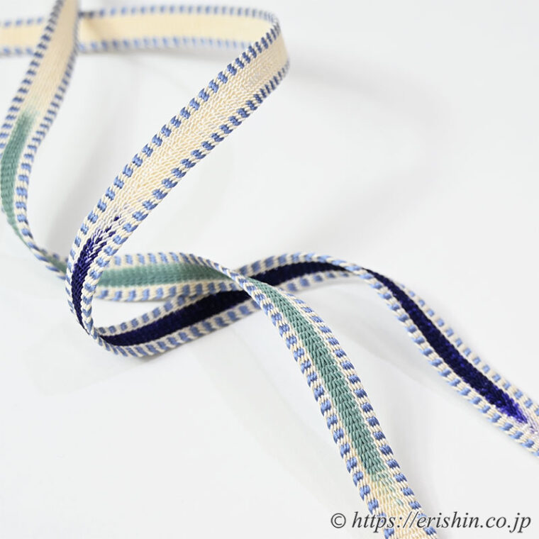 帯締め　綾竹台遠州組（紺青色×青磁色）[夏・単衣向]