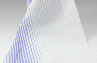 小千谷縮（五月雨に紫陽花縞/月白色）広巾