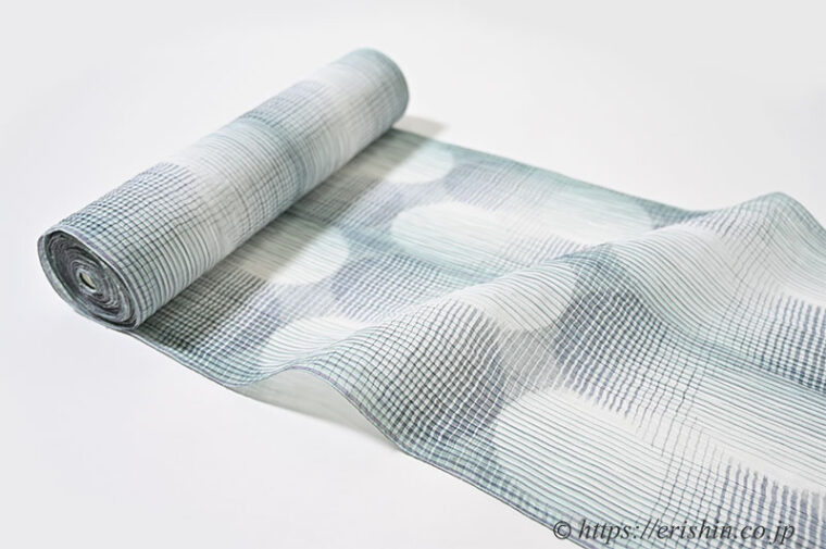 小千谷縮（円奏暈し/御召御納戸色や若竹色）