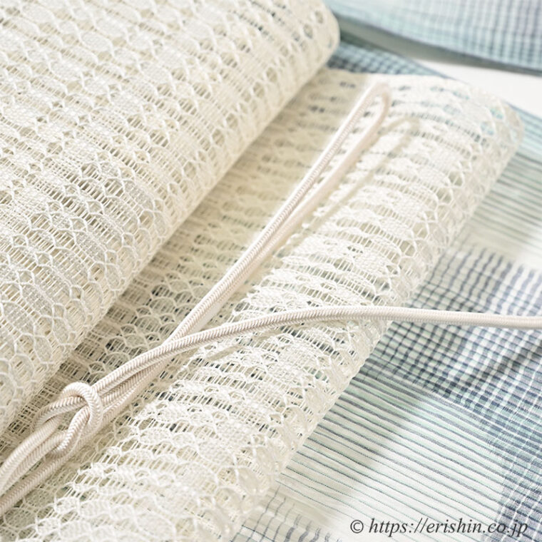 帯締め 細丸組（暈かし極薄白茶色）[夏・単衣向]