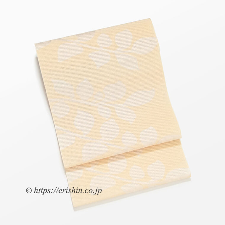 八寸織名古屋帯（二枚葉・堅絽/淡い砥粉色）[夏・単衣向]