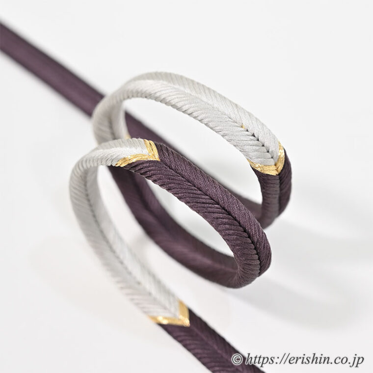 帯締め　綾竹宮内大和段（栗皮色×薄雲鼠）　和小物さくら