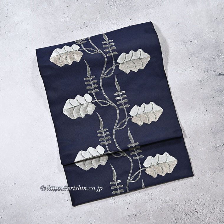 洛風林　九寸織名古帯（ペルシャ蔓花/濃紺色）