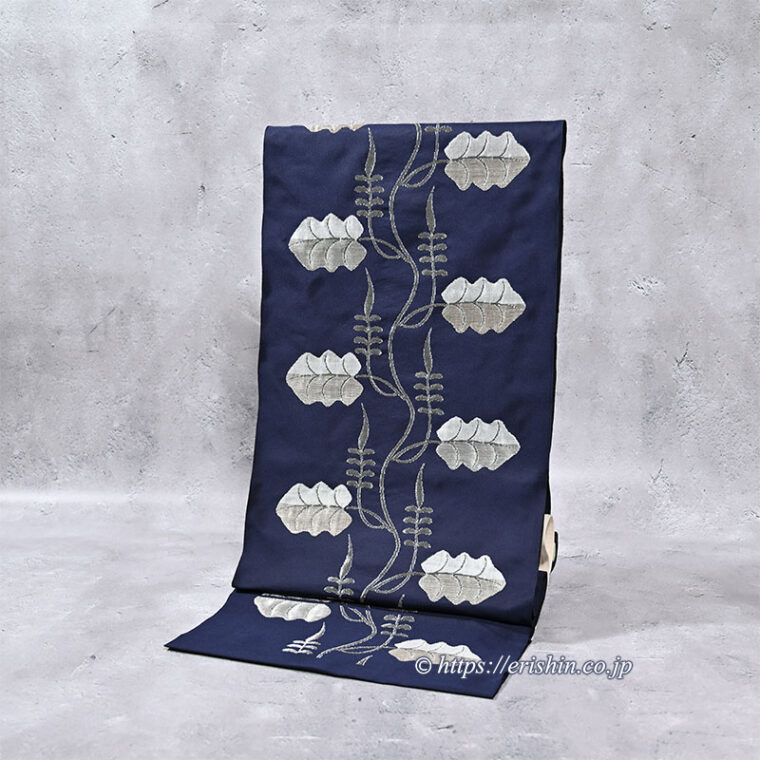 洛風林　九寸織名古帯（ペルシャ蔓花/濃紺色）
