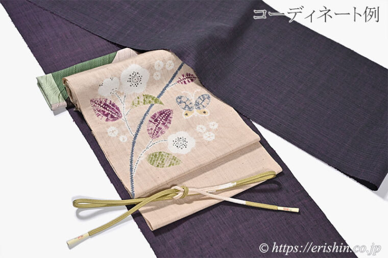 旬のお勧めコーディネート「フェルナンブーコ染め余呉紬に森健持さんの辻ヶ花染帯を」