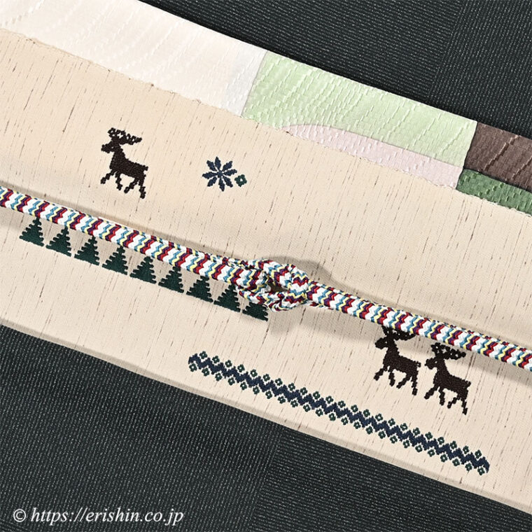 旬のお勧めコーディネート「冬のホリディシーズンに♪ part２　トナカイの森の手刺繍名古屋帯」