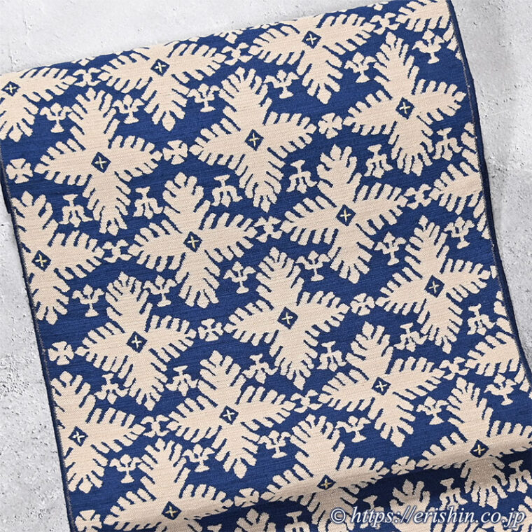 勝山健史　九寸織名古屋帯（イタリア十字文）