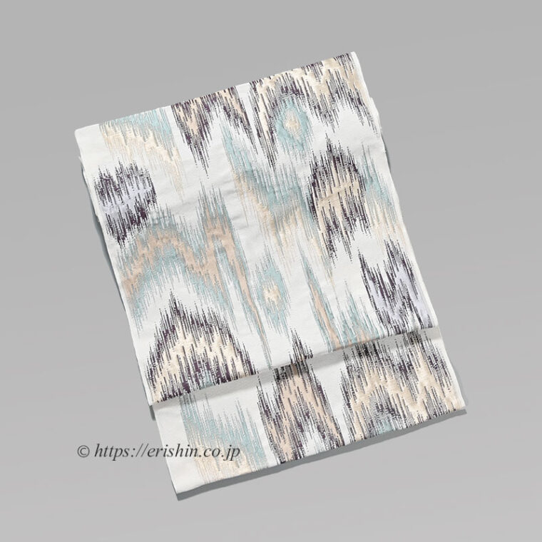 洛風林　九寸織名古屋帯（太子間道/白橡色や灰青色）