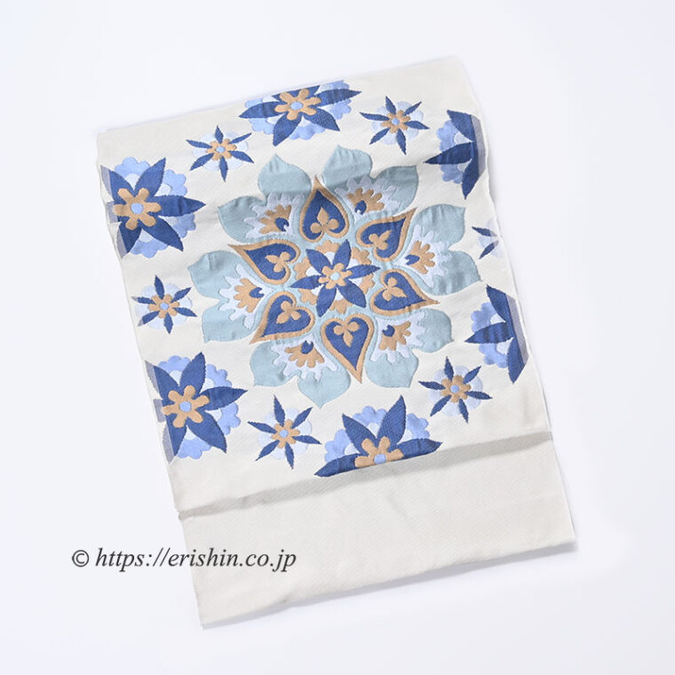 洛風林　九寸織名古屋帯（フィレンツェの花）