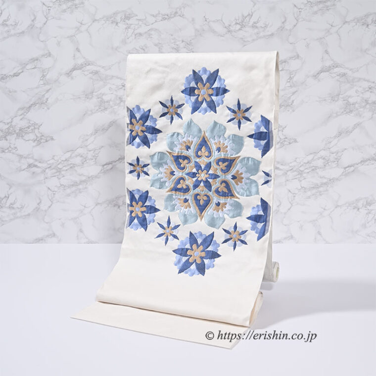 洛風林　九寸織名古屋帯（フィレンツェの花）