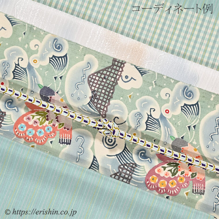 「池深雪　染名古屋帯（波と鳥/型絵染）」のコーディネート例